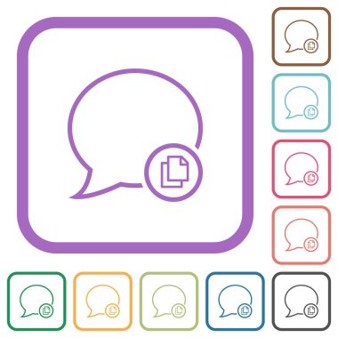 İleti ana hatlarını beyaz arkaplanda renkli yuvarlak kare çerçevelerle kopyala