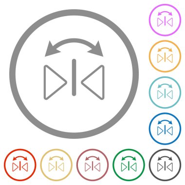 Yatay dönüşlü düz renk simgeleri beyaz arkaplan üzerinde yuvarlak ana hatlar