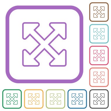 Beyaz arkaplanda tüm taslak basit simgeleri renkli yuvarlak kare çerçevelerle yeniden boyutlandır