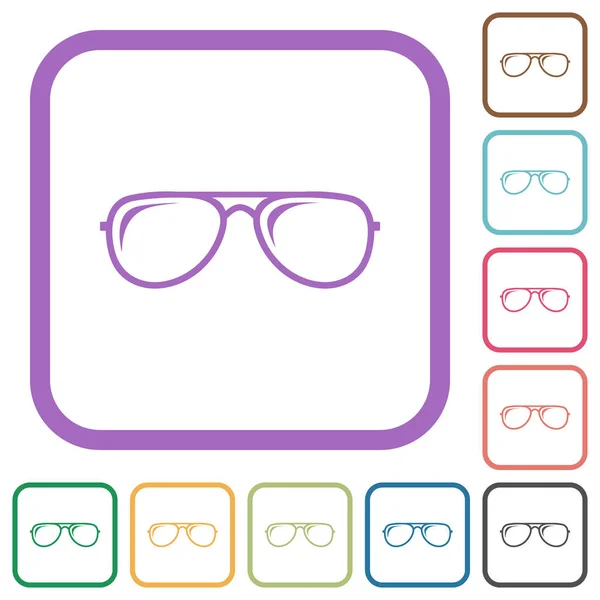 Gafas Con Brillantes Iconos Simples Colores Redondeados Marcos Cuadrados Sobre — Vector de stock