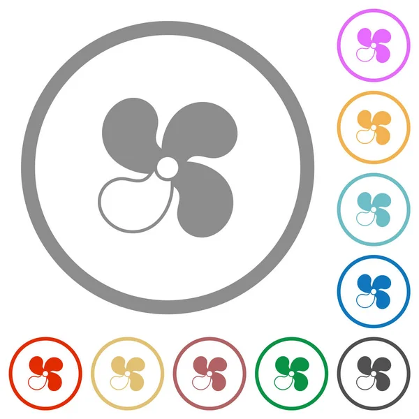 Otomobil vantilatörü seviyesi 3 düz renk simgeleri beyaz arkaplanda yuvarlak hatlar