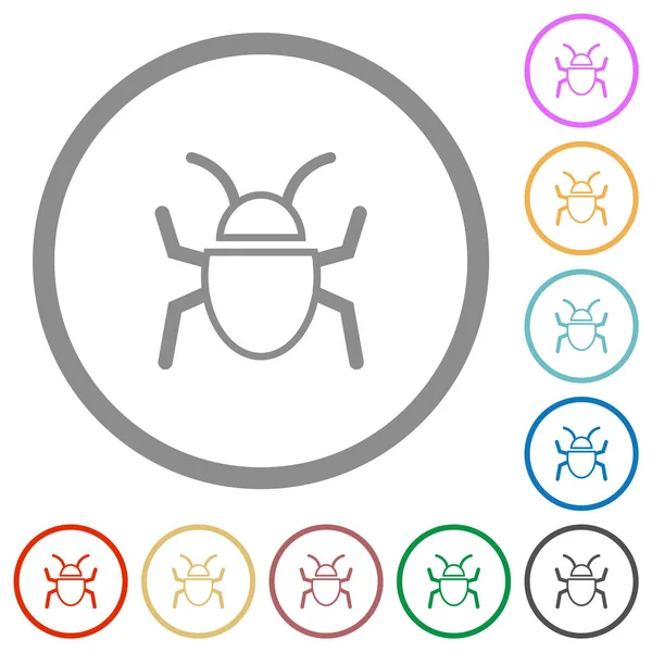 Bug Outline Flat Color Icons Outlines White Background — Image vectorielle