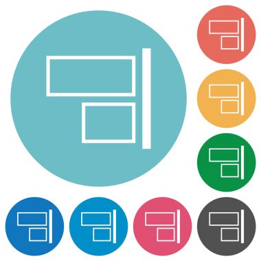 Yuvarlak renk arkaplanındaki düz beyaz simgelere hizala