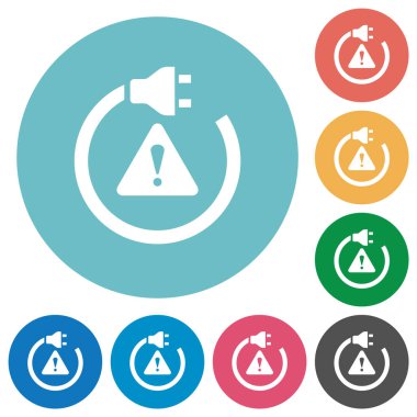 Electrical hazard solid flat white icons on round color backgrounds