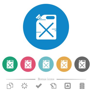 Gaz yuvarlak renkli arka planda düz beyaz simgeler oluşturabilir. 6 bonus simgesi dahil.