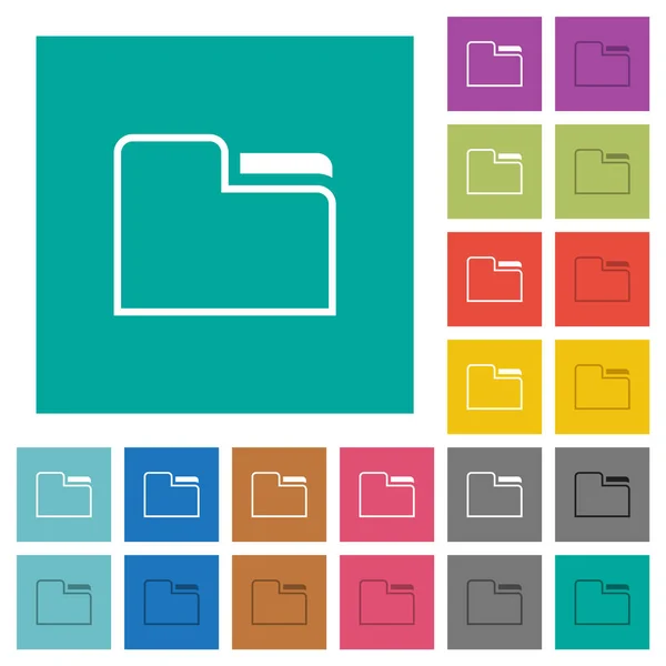 Onglet Dossier Contour Multicolore Icônes Plates Sur Fond Carré Uni — Image vectorielle