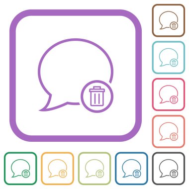 İleti simgelerini beyaz arkaplandaki renkli yuvarlak kare çerçevelerle sil