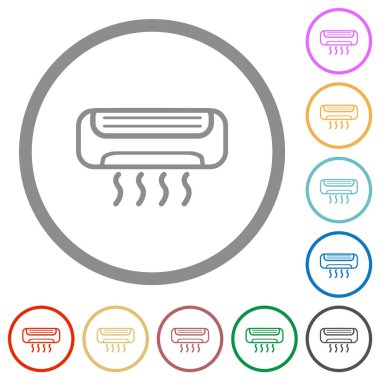 Klima ana hatları düz renk simgeleri beyaz arkaplan üzerinde yuvarlak ana hatlar