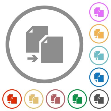 Belge düz renk simgelerini beyaz arkaplanda yuvarlak çizgilerle kopyala