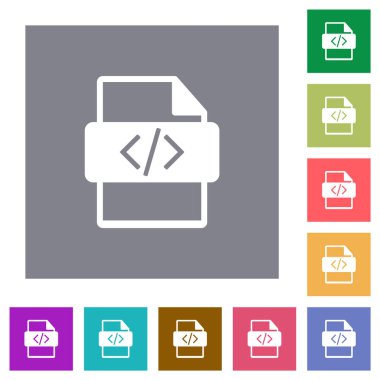Basit renk kare arkaplan üzerinde betik dosya tipi düz simgeler
