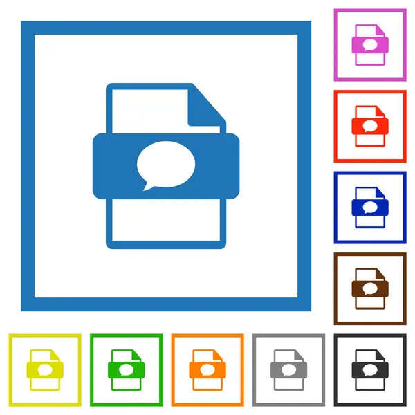 Type Fichier Message Icônes Couleur Plates Avec Cadres Quadrants Sur — Image vectorielle