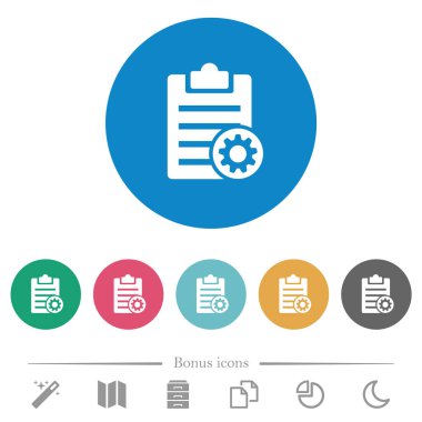 Not ayarları yuvarlak renk arkaplan üzerinde düz beyaz simgeler. 6 bonus simgesi dahil.