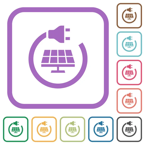 Iconos Simples Energía Solar Marcos Cuadrados Redondeados Color Sobre Fondo — Vector de stock
