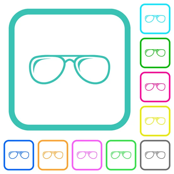 Gafas Con Brillantes Iconos Planos Colores Vivos Bordes Curvos Sobre — Vector de stock