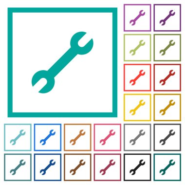 Beyaz arkaplanda çeyrek çerçeveli tek anahtarlı düz renk simgeleri