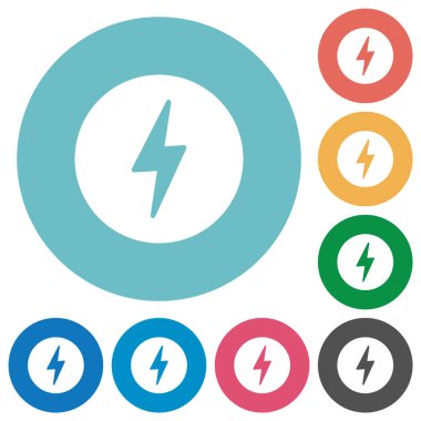 Yuvarlak renkli arkaplanda daire şeklinde düz beyaz simgeler