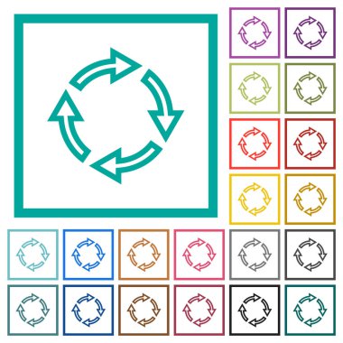 Beyaz arkaplanda çeyrek çerçeve olan düz renk simgelerini sağa doğru döndür