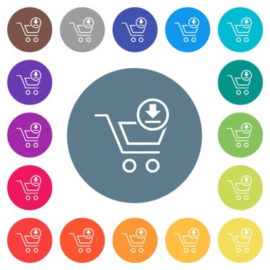 Araba, düz beyaz simgeleri yuvarlak renk arkaplanlarına yükler. 17 arkaplan renk varyasyonu dahil.