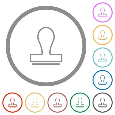 Düz renk simgelerini beyaz arkaplanda yuvarlak çizgilerle damgala