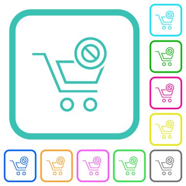 Cart, beyaz arkaplan üzerindeki eğimli sınırlarda canlı renkli düz simgeleri pasifleştirdi