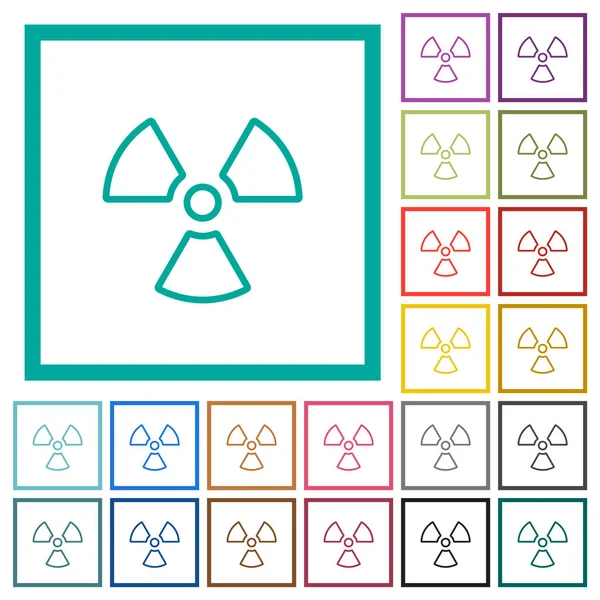 Radiation Outline Flat Color Icons Quadrant Frames White Background — Stock Vector