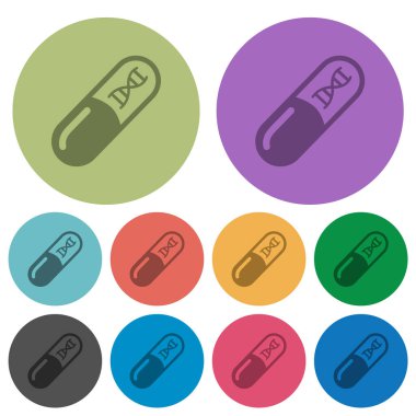 Medicine with dna molecule darker flat icons on color round background