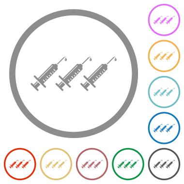 Üçüncü aşı düz renk simgeleri beyaz zemin üzerinde yuvarlak ana hatlar