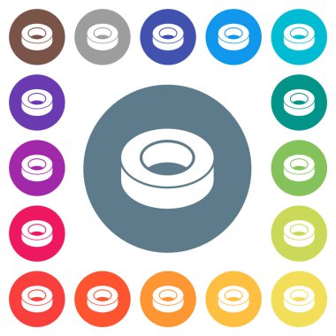 Yuvarlak renkli arka planlarda düz beyaz simgeler izole ediliyor. 17 arkaplan renk varyasyonu dahil.