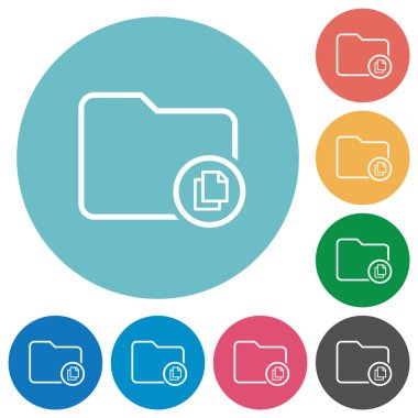 Yuvarlak renkli arka planlar üzerinde dizin düz beyaz simgeleri kopyalama