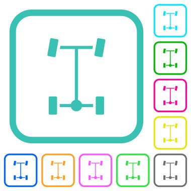 Beyaz arkaplan üzerinde eğri kenarlıklarda arka diferansiyel canlı düz simgeler