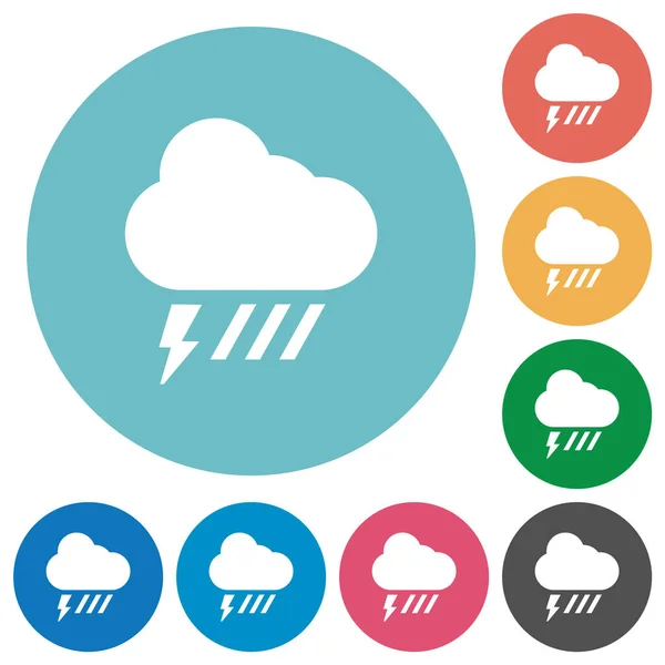 Stormy Downpour Weather Flat White Icons Color Backgrounds — Stock Vector