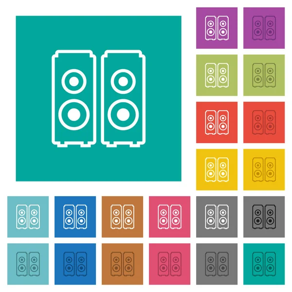 Hangszórók Körvonalazzák Többszínű Lapos Ikonokat Egyszerű Négyzet Alapon Lebegő Vagy — Stock Vector