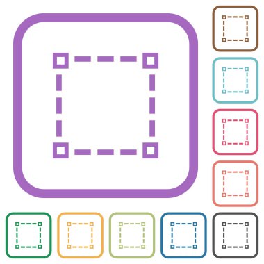 Selection tool outline simple icons in color rounded square frames on white background