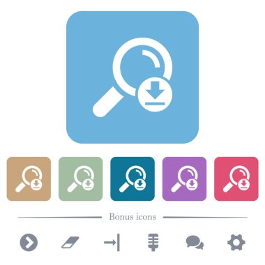 Arama sonuçları renkli yuvarlak kare arkaplan üzerine beyaz düz simgeler indir. 6 bonus simgesi dahil