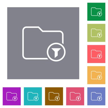 Filter directory outline flat icons on simple color square backgrounds