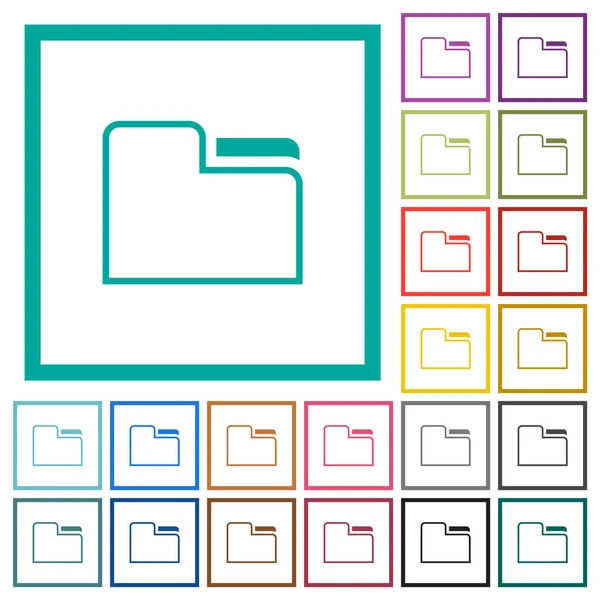Καρτέλα Φάκελο Περίγραμμα Επίπεδη Χρώμα Εικονίδια Πλαίσιο Τεταρτημόριο Λευκό Φόντο — Διανυσματικό Αρχείο