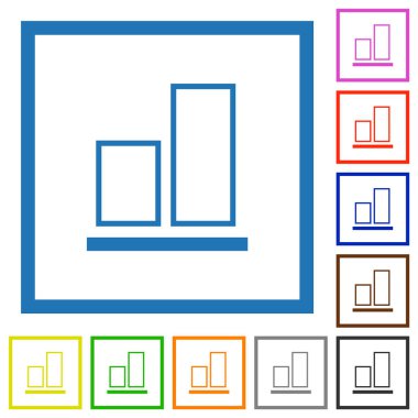 Beyaz arkaplanda kare çerçevelerdeki alt çizgi düz renk simgelerine hizala