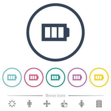 Yuvarlak hatlarda üç adet düz renk simgesine sahip tam batarya. 6 bonus simgesi dahil.