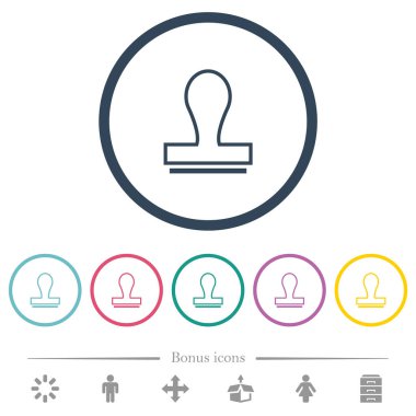 Düz renk simgelerini yuvarlak çizgilerle damgalayın. 6 bonus simgesi dahil.