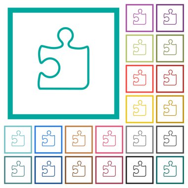 Tek bulmaca parçası beyaz arkaplanda çeyrek çerçeve içeren düz renk simgeleri