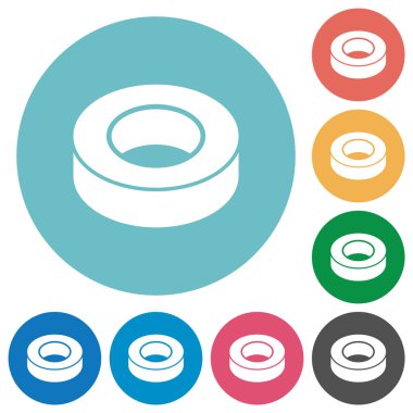 Yuvarlak renk arkaplanındaki düz beyaz simgeler izole ediliyor