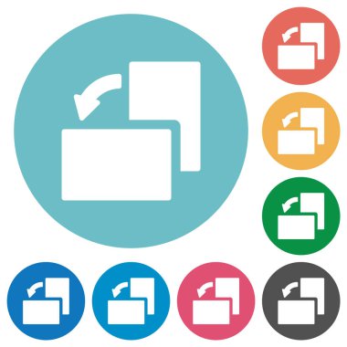 Yuvarlak renk arkaplan üzerinde sol düz beyaz simgeleri döndür