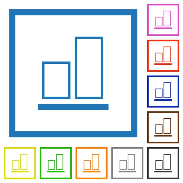 Align Bottom Outline Flat Color Icons Square Frames White Background — Stock Vector