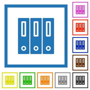 Beyaz arkaplanda kare çerçevelerde katı düz renk simgeleri