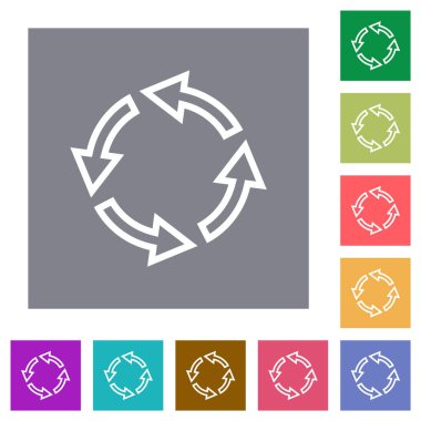 Basit renk kare arkaplanlarında sol dış hat düz simgeleri döndür