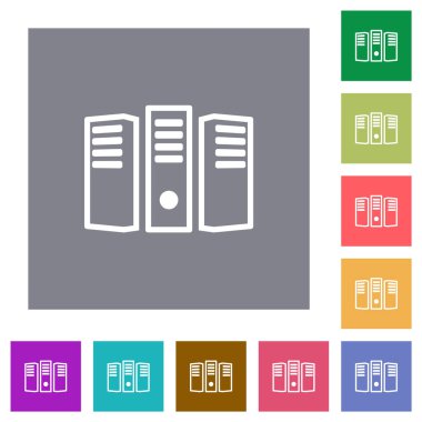 Basit renk kare arkaplanlar üzerinde ana hatlı düz simgeler sunucu sunucusu