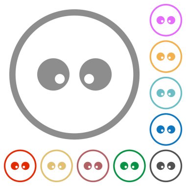 Beyaz arkaplanda yuvarlak hatlı düz renk simgelerini izleyen gözler