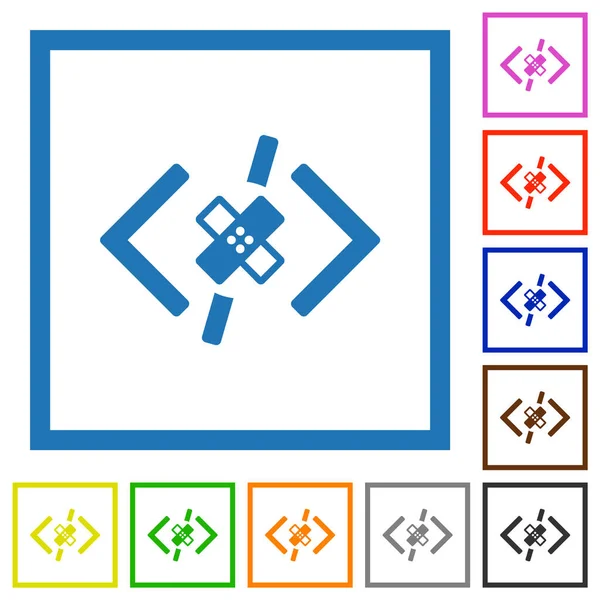 白色背景上正方形框架中的软件补丁平面颜色图标 — 图库矢量图片