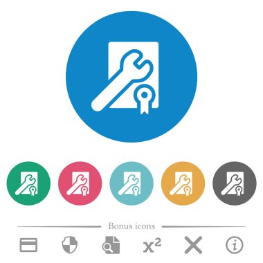 Ödüllü hizmetler, düz beyaz simgeler ve yuvarlak renkli arka planlar. 6 bonus simgesi dahil.