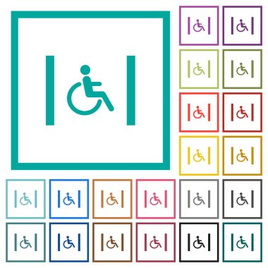 Beyaz arkaplanda çeyrek çerçeve ile engelli park düz renk simgeleri